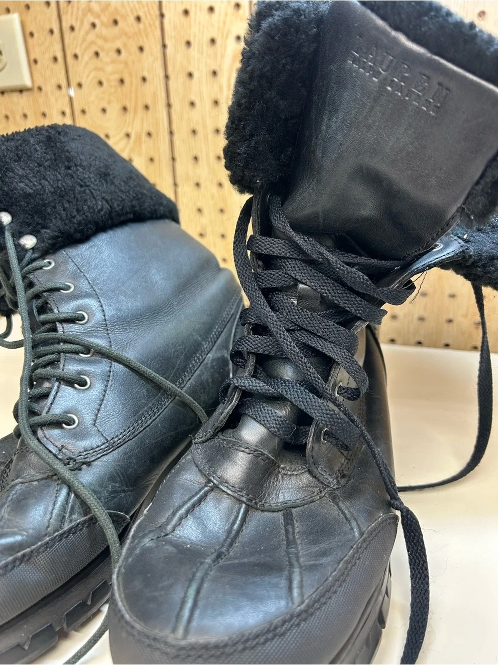 Lauren Ralph Lauren Black Shearling-Lined Lace-Up Boots Polo Ralph Lauren Polo Ralph Lauren Boots Tavin Rollover  main image 4